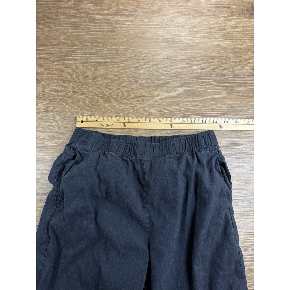 Lands' End Pants Womens 4 Black Linen Blend High Rise Wide Leg Pull On Coastal - Picture 8 of 14